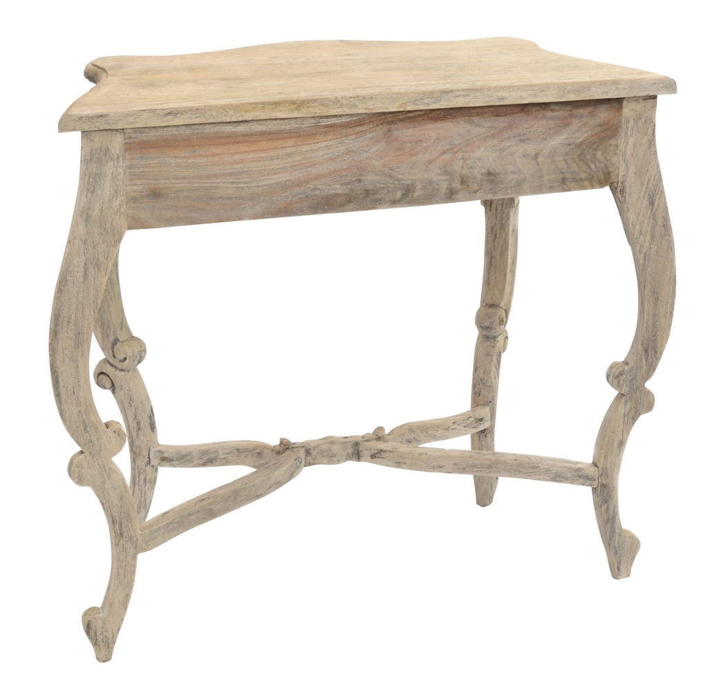 Rustic Carved Mahogany Wood Cream Ornate Console Table - Home Furniture Interiors