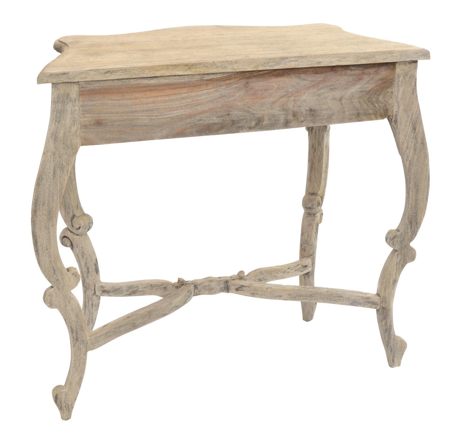 Rustic Carved Mahogany Wood Cream Ornate Console Table - Home Furniture Interiors