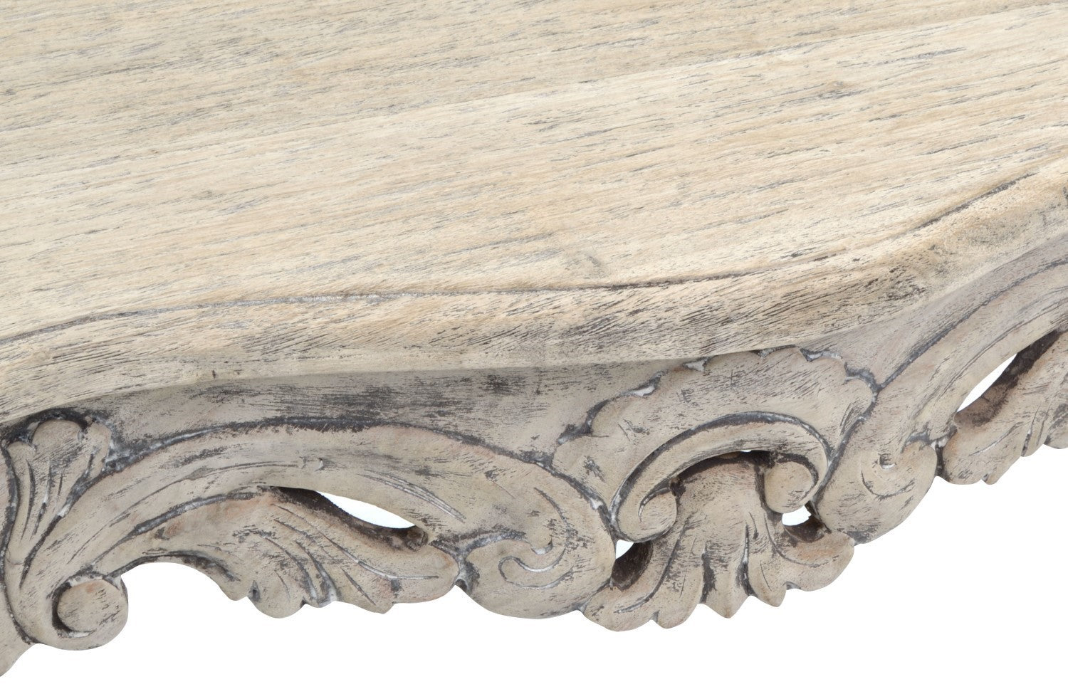 Rustic Carved Mahogany Wood Cream Ornate Console Table - Home Furniture Interiors
