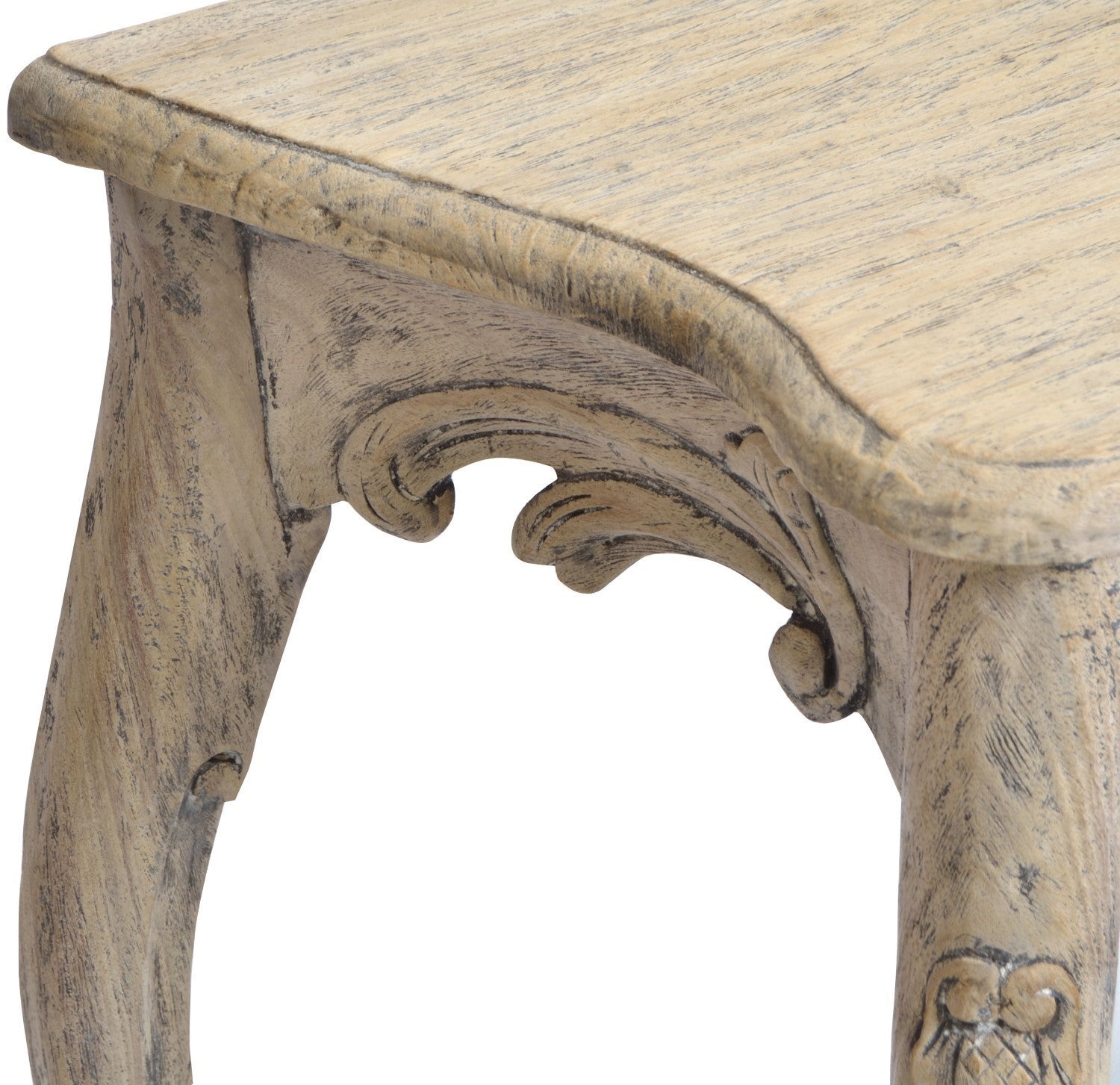 Rustic Carved Mahogany Wood Cream Ornate Console Table - Home Furniture Interiors