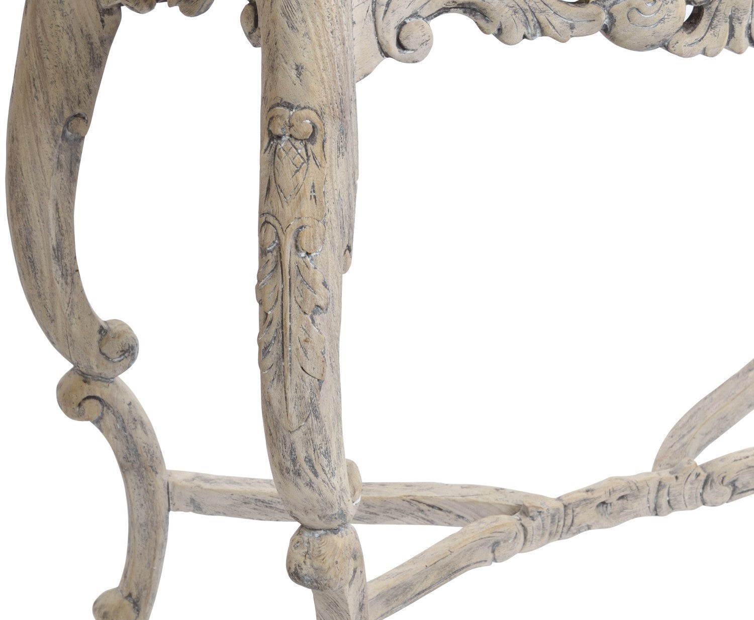 Rustic Carved Mahogany Wood Cream Ornate Console Table - Home Furniture Interiors