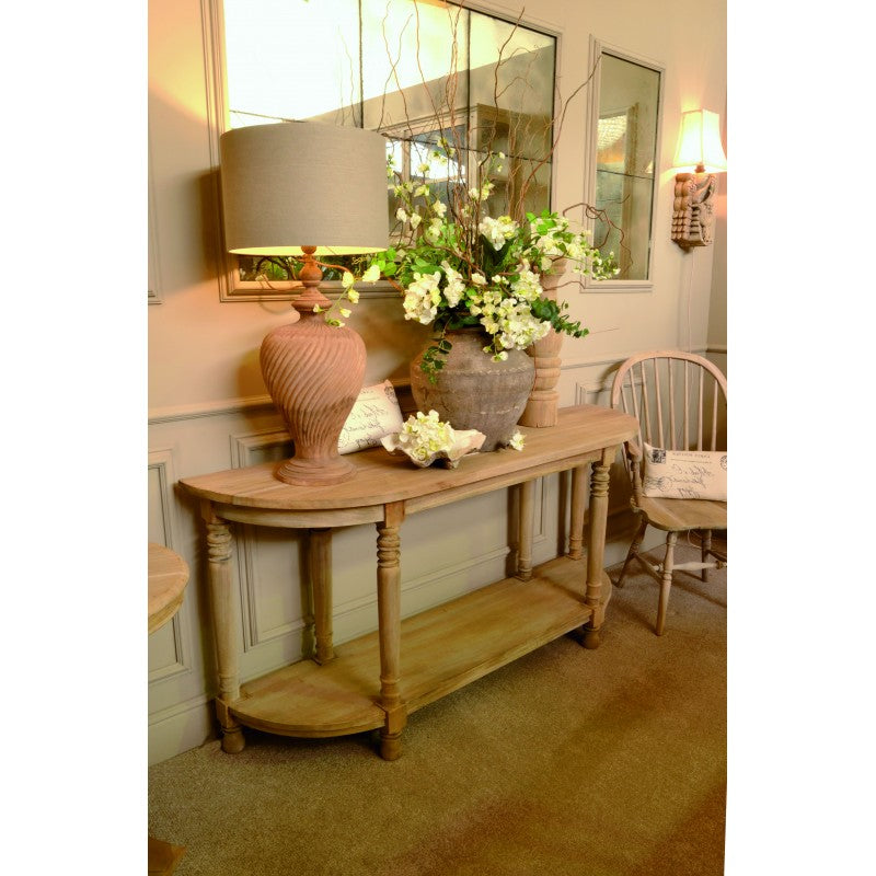 Traditional Mahogany Wood Large Console Table with Turned Pillar Legs