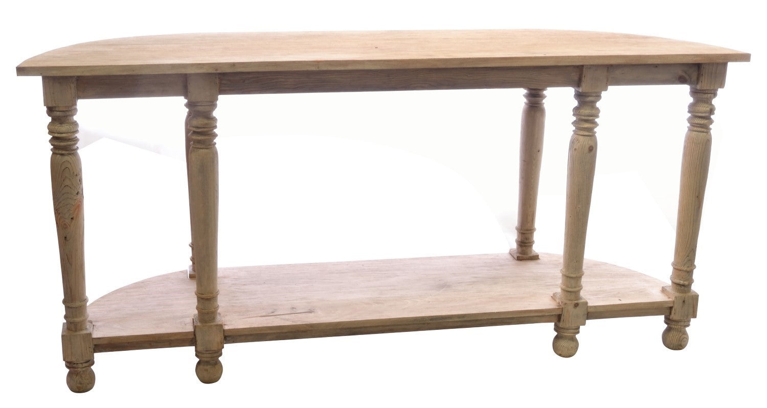 Traditional Mahogany Wood Large Console Table with Turned Pillar Legs - Home Furniture Interiors