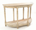 Vintage Style Solid Wood Small Half Moon Console Table with Lower Shelf