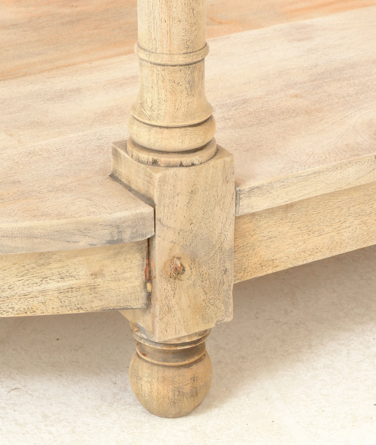 Vintage Style Solid Wood Small Half Moon Console Table with Lower Shelf - Home Furniture Interiors