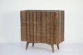 Natural Mango Wood White Marble Top 3 Drawer Fluted Cabinet