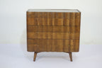 Natural Mango Wood White Marble Top 3 Drawer Fluted Cabinet - Home Furniture Interiors