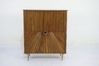 Traditional Mango Wood 2 Door Chip Carved Storage Cabinet with Brass Legs - Home Furniture Interiors