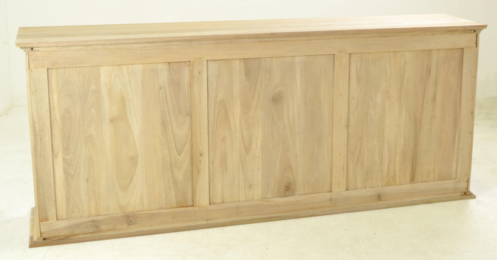 Vintage Style Natural Mango Wood 3 Door Glass Display Storage Cabinet - Home Furniture Interiors