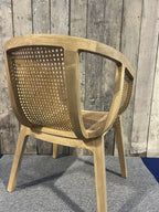 Modern Natural Teak Handwoven Rattan Tub Dining Chair - Home Furniture Interiors