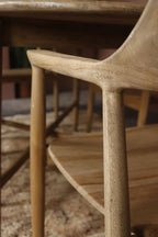 Modern Natural Teak Wood Curved Arm Dining Chair - Home Furniture Interiors