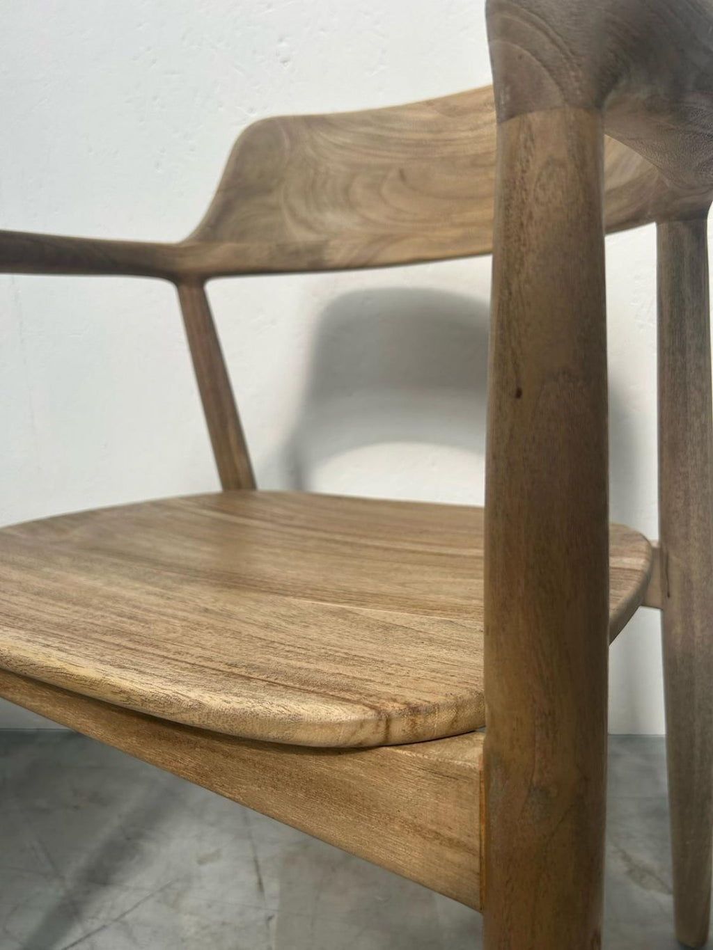 Modern Natural Teak Wood Curved Arm Dining Chair - Home Furniture Interiors