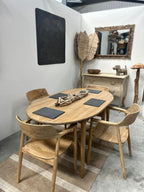 Modern Natural Teak Wood Curved Arm Dining Chair - Home Furniture Interiors