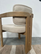 Modern Teak Wood Fabric Upholstered Dining Chair 58cm Wide - Home Furniture Interiors