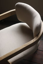 Modern Teak Wood Fabric Upholstered Dining Chair 58cm Wide - Home Furniture Interiors