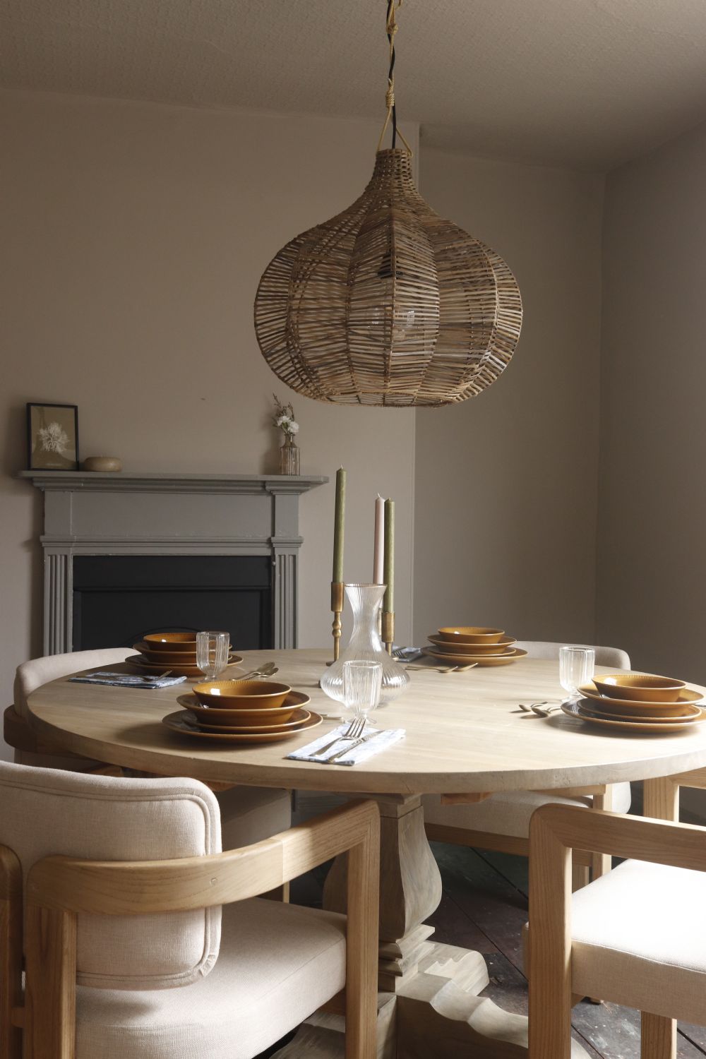 Modern Teak Wood Fabric Upholstered Dining Chair 58cm Wide - Home Furniture Interiors