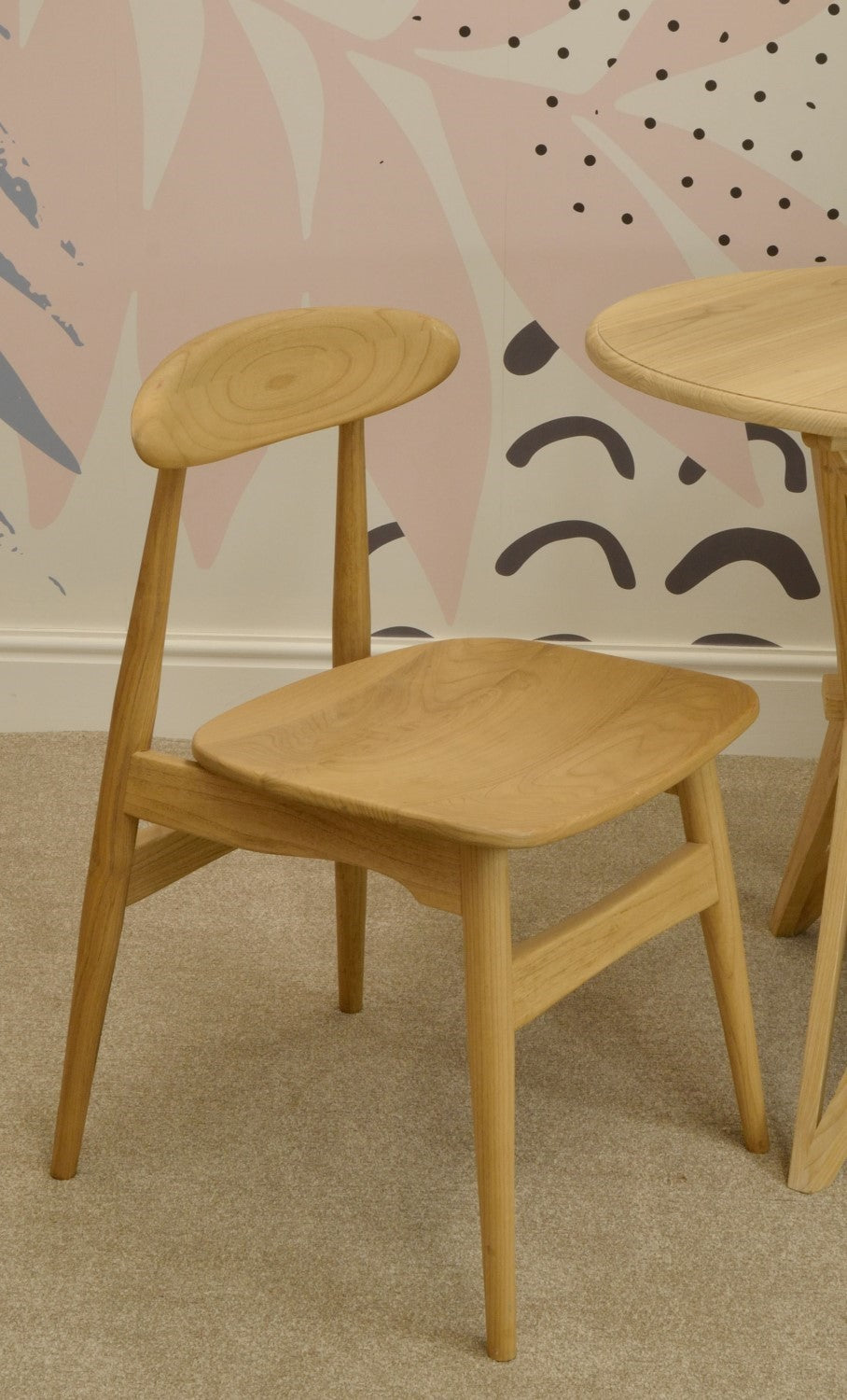Natural Light Solid Wood Oval Back Dining Chair - Home Furniture Interiors