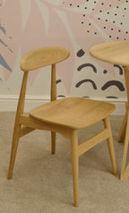 Natural Light Solid Wood Oval Back Dining Chair - Home Furniture Interiors