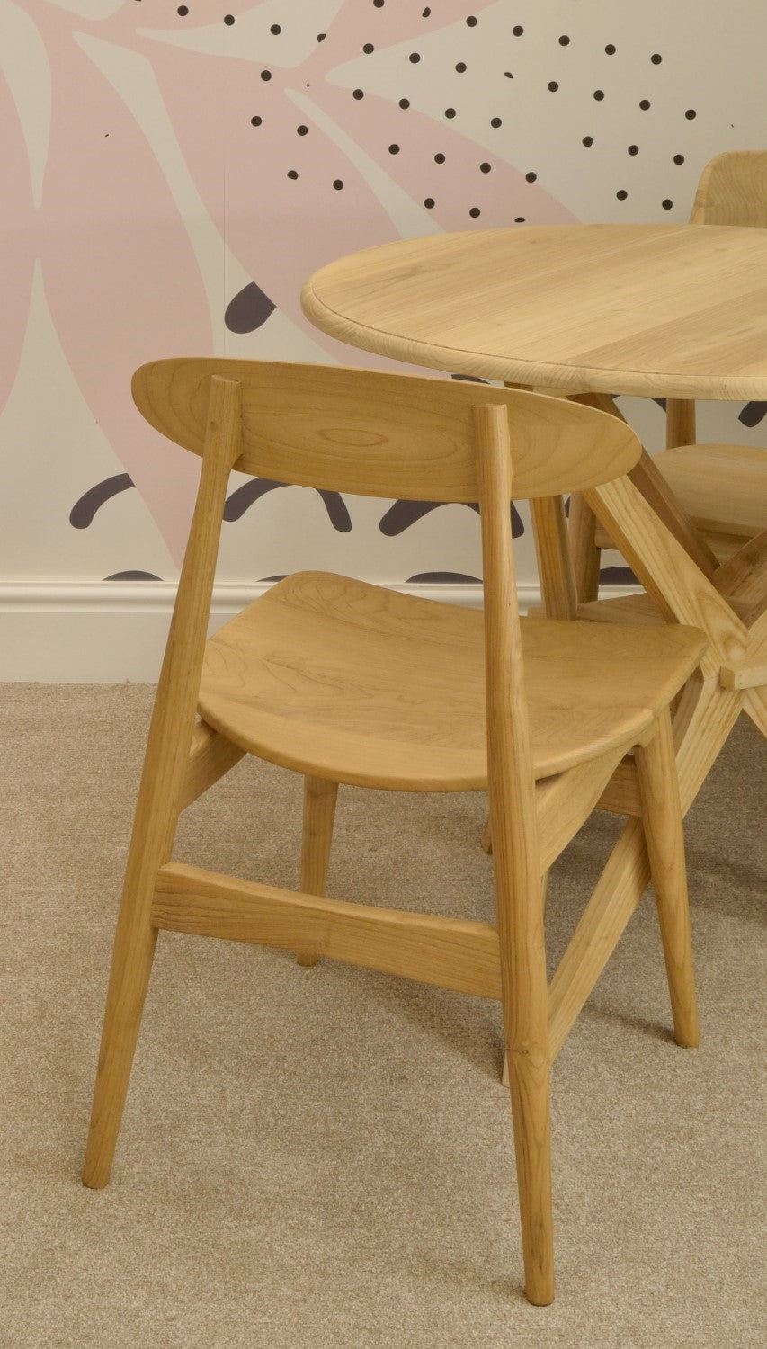 Natural Light Solid Wood Oval Back Dining Chair - Home Furniture Interiors