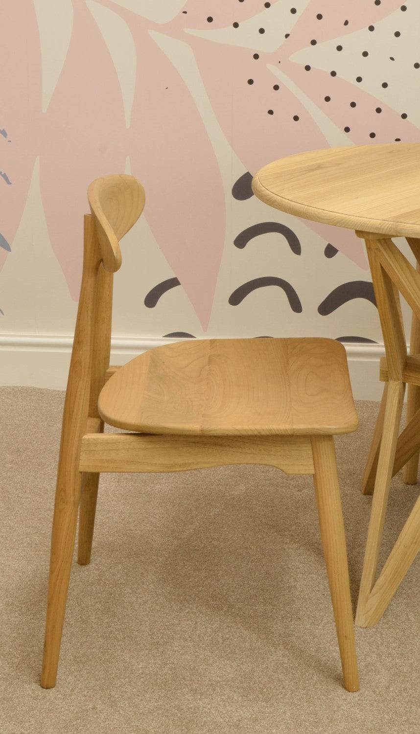 Natural Light Solid Wood Oval Back Dining Chair - Home Furniture Interiors