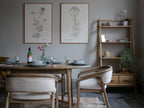 Natural Teak Wood and Cream Fabric Upholstered Dining Chair - Home Furniture Interiors