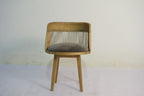 Traditional Natural Mango Wood Grey Fabric Dining Chair - Home Furniture Interiors