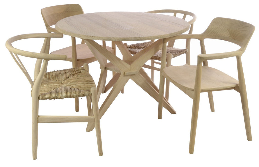 Light Wood Large Round Dining Table 100cm Diameter - Home Furniture Interiors