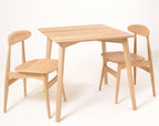 Modern Oak Veneer Square Dining Table with Tapered Legs 80cm - Home Furniture Interiors