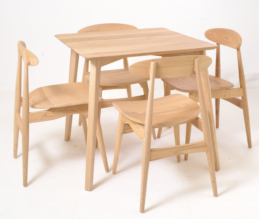 Modern Oak Veneer Square Dining Table with Tapered Legs 80cm - Home Furniture Interiors
