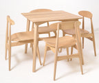 Modern Oak Veneer Square Dining Table with Tapered Legs 80cm - Home Furniture Interiors