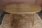 Rustic Natural Teak Wood Oval 4 Seater Dining Table with Cross Legs - Home Furniture Interiors