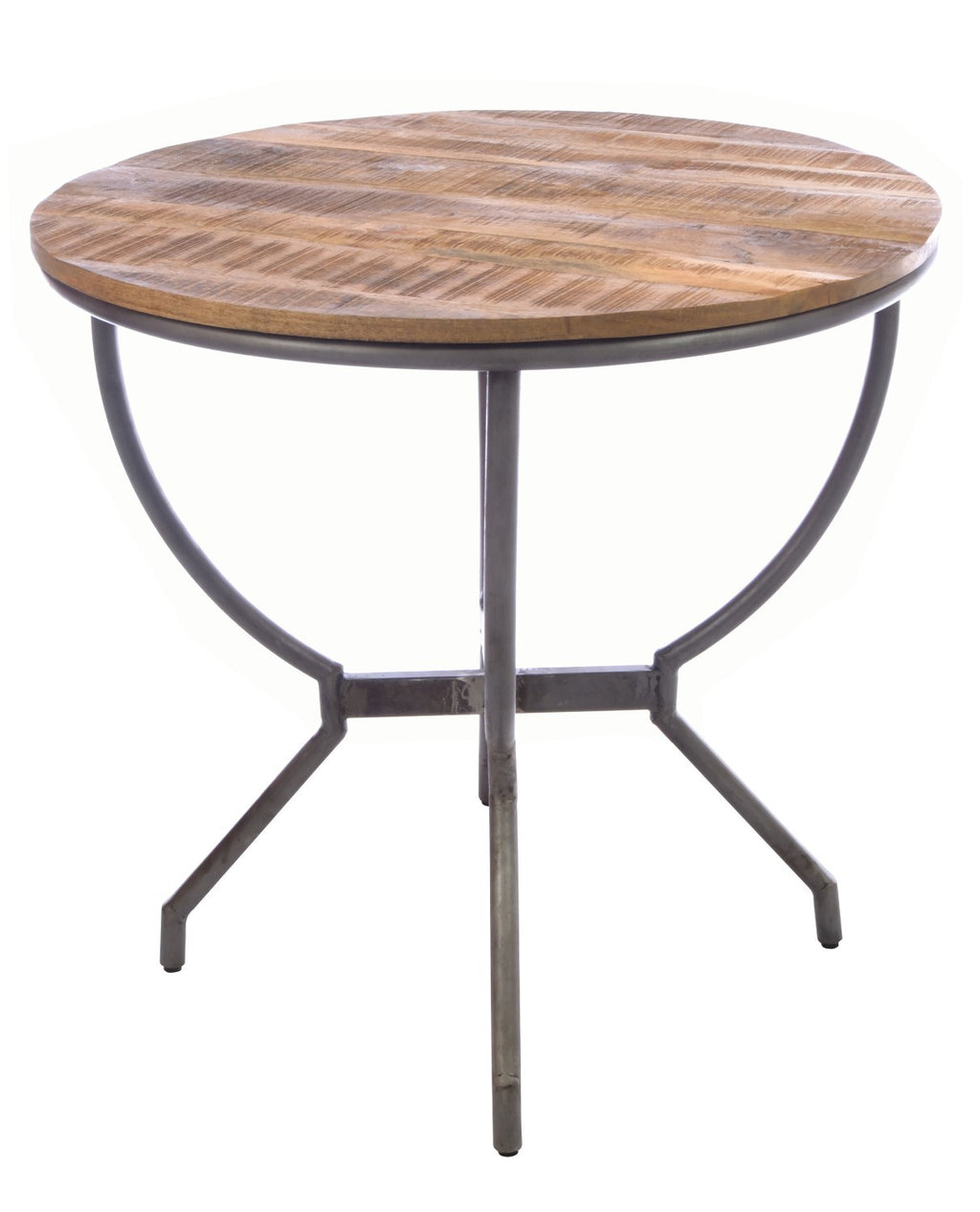 Rustic Wood Round Bistro Dining Table 80cm Diameter - Home Furniture Interiors