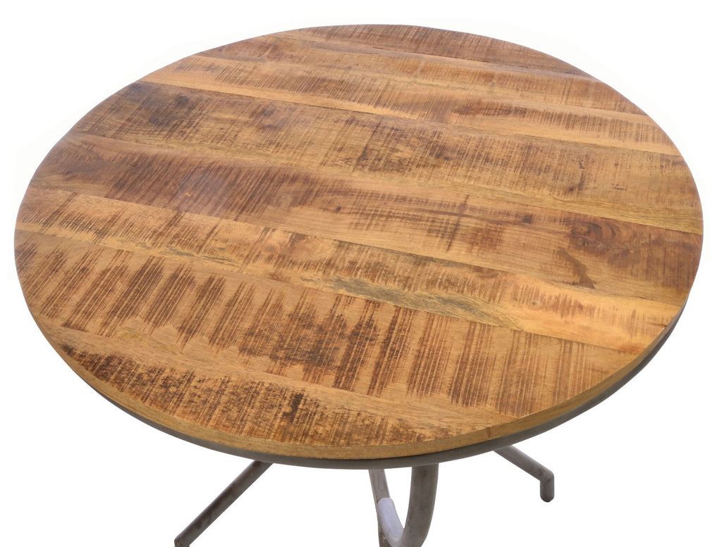 Rustic Wood Round Bistro Dining Table 80cm Diameter - Home Furniture Interiors