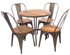 Rustic Wood Round Bistro Dining Table 80cm Diameter - Home Furniture Interiors