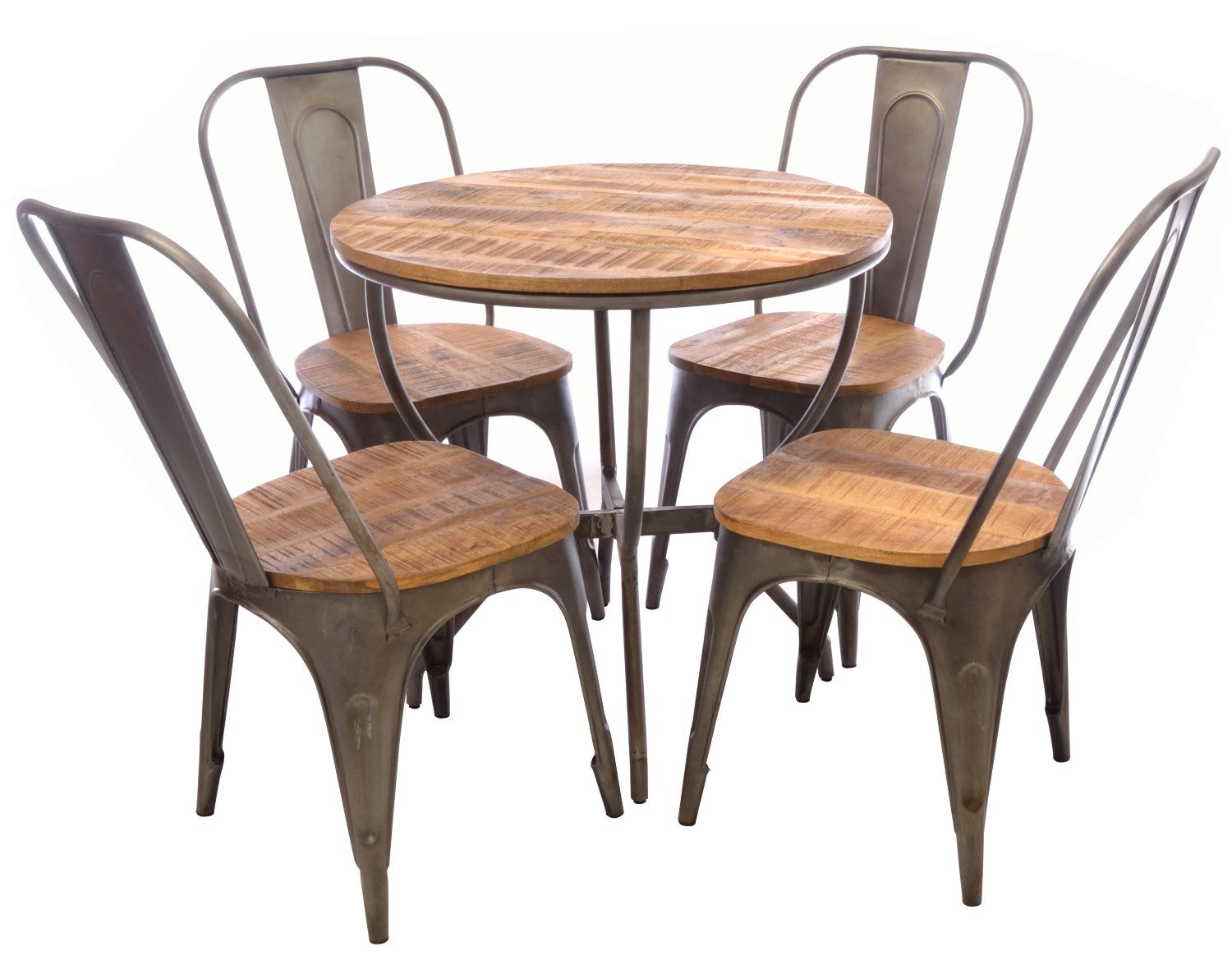 Rustic Wood Round Bistro Dining Table 80cm Diameter - Home Furniture Interiors