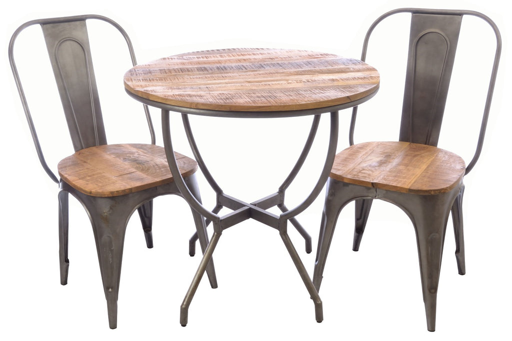 Rustic Wood Round Bistro Dining Table 80cm Diameter - Home Furniture Interiors