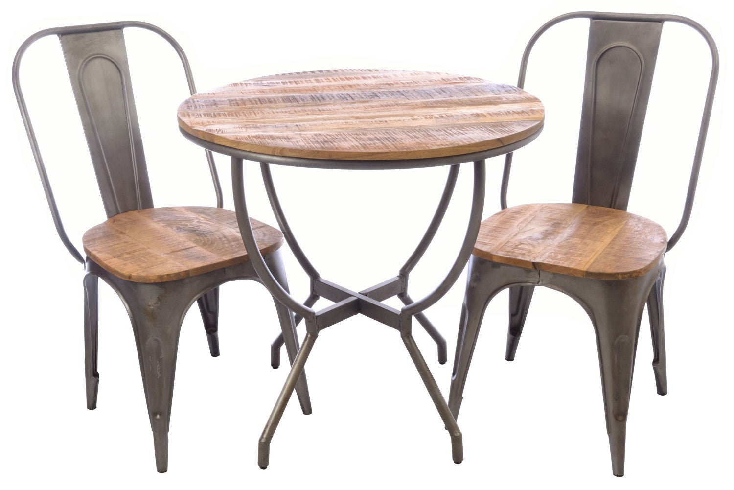Rustic Wood Round Bistro Dining Table 80cm Diameter - Home Furniture Interiors