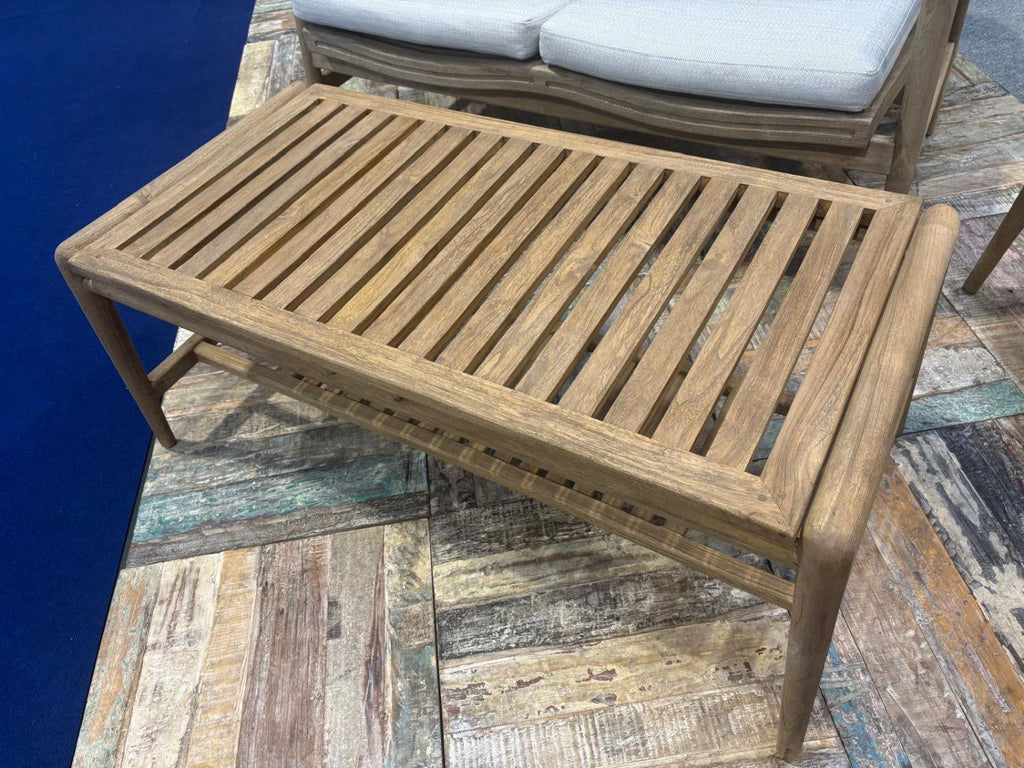 Natural Teak Slatted Top Large Garden Coffee Table