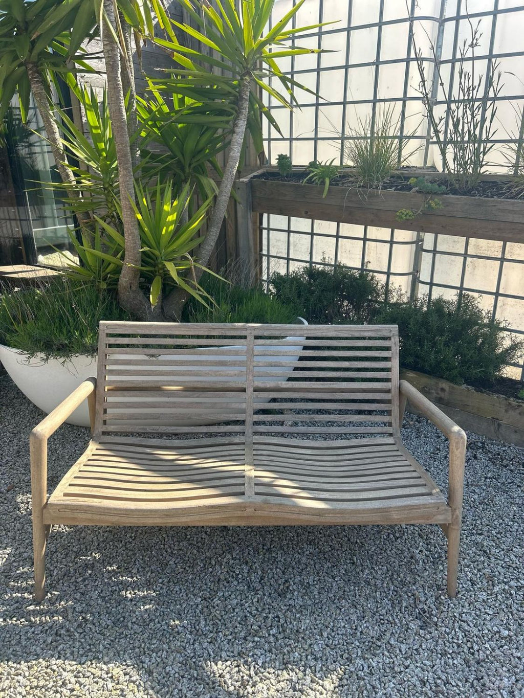 Rustic Solid Teak Wood 2 Seater Outdoor Garden Bench 130cm