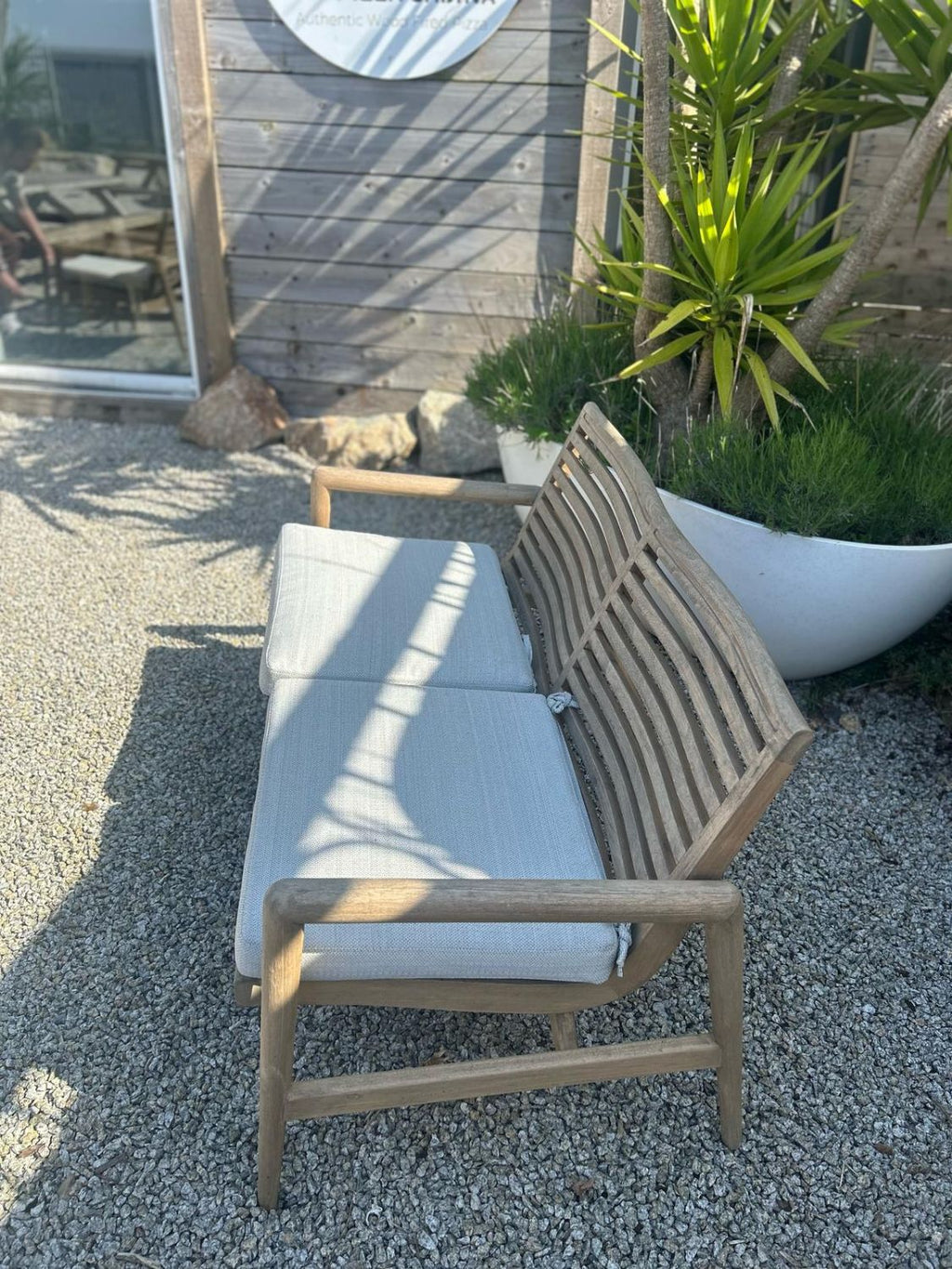 Rustic Solid Teak Wood 2 Seater Outdoor Garden Bench 130cm - Home Furniture Interiors