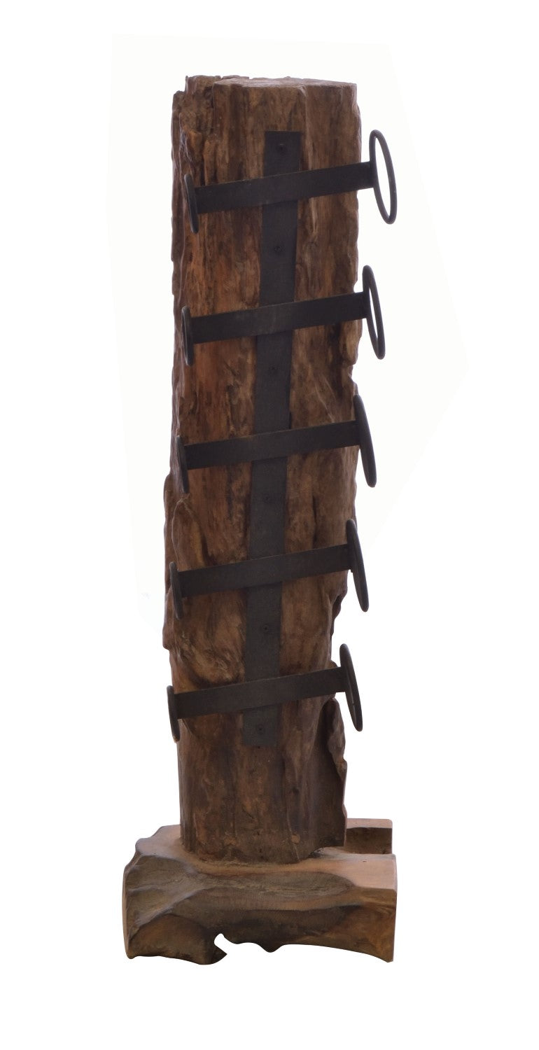 Eroded Natural Wood Bottle Shaped Wine Rack - Home Furniture Interiors