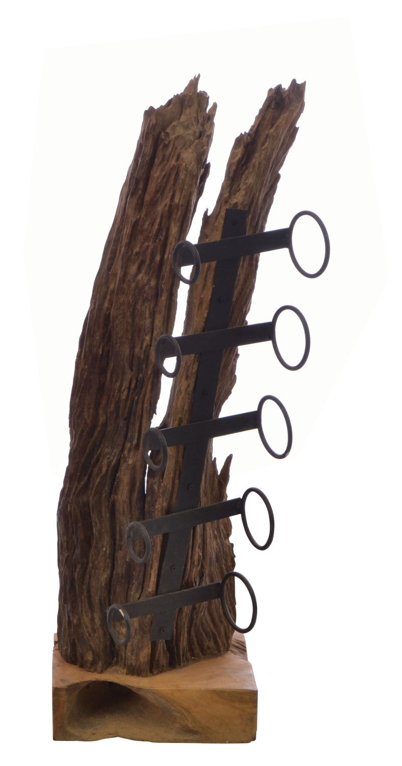 Eroded Natural Wood Bottle Shaped Wine Rack - Home Furniture Interiors