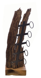 Eroded Natural Wood Bottle Shaped Wine Rack - Home Furniture Interiors