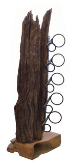 Eroded Natural Wood Bottle Shaped Wine Rack - Home Furniture Interiors