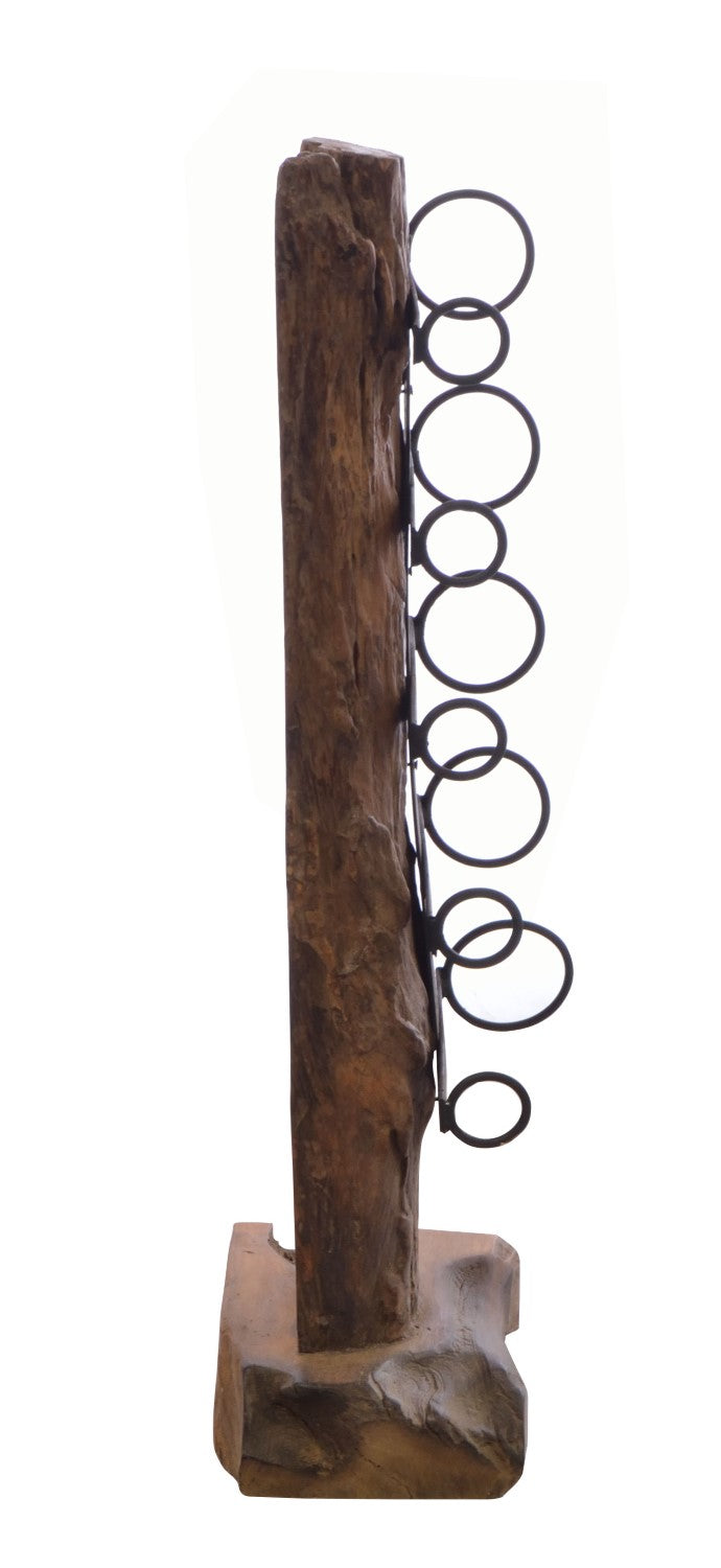 Eroded Natural Wood Bottle Shaped Wine Rack - Home Furniture Interiors