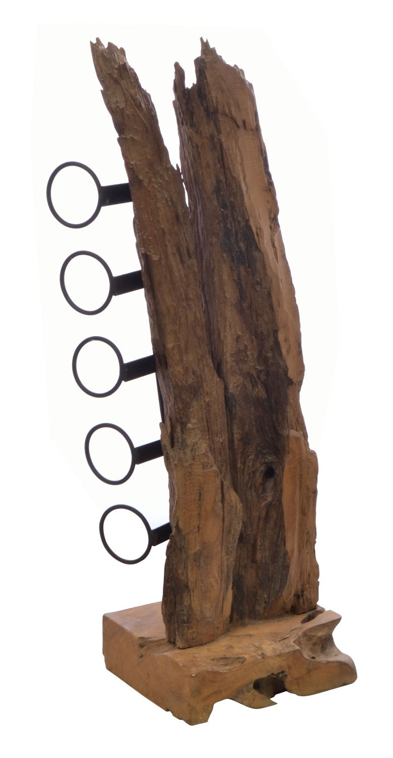 Eroded Natural Wood Bottle Shaped Wine Rack - Home Furniture Interiors