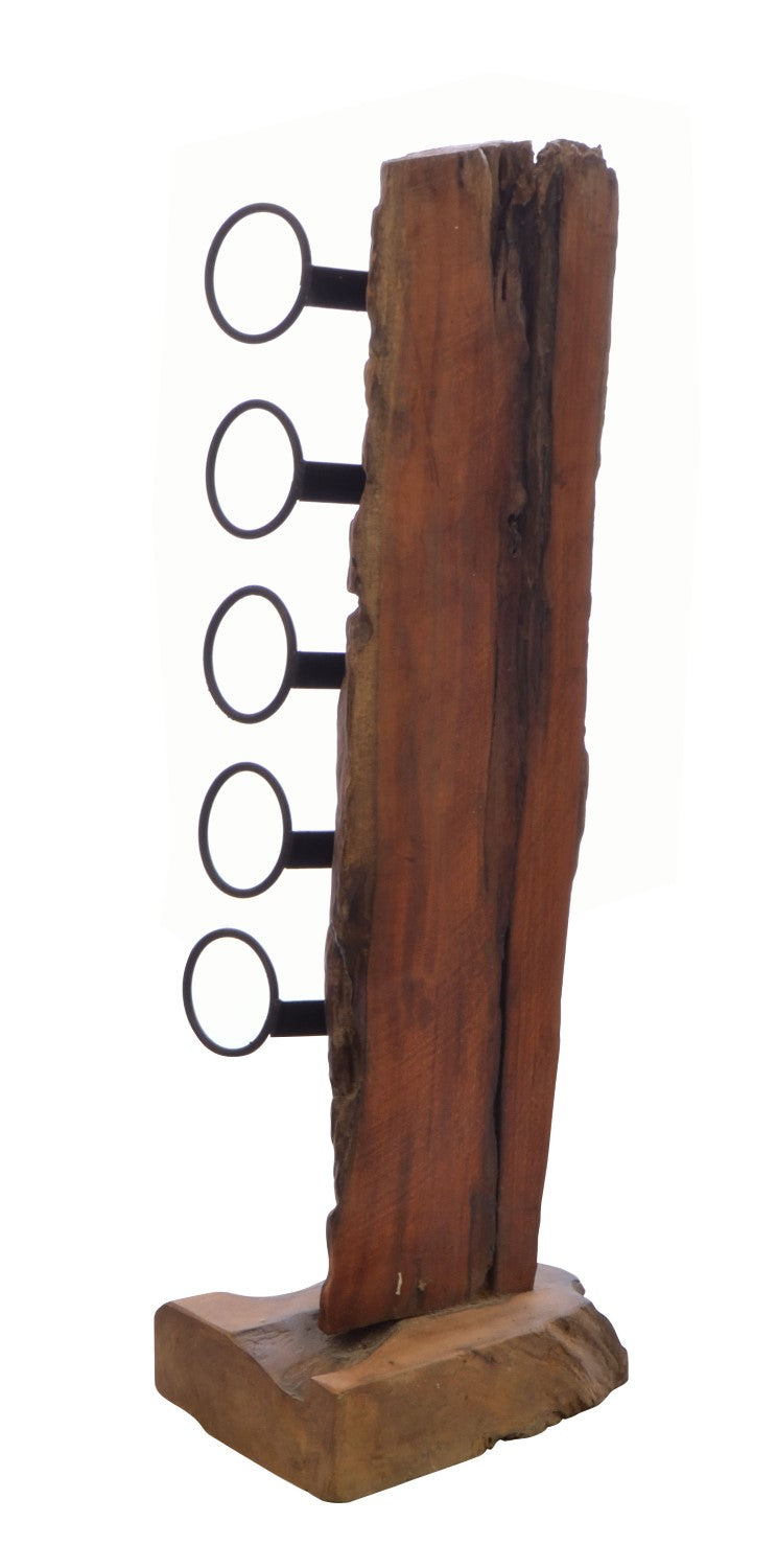 Eroded Natural Wood Bottle Shaped Wine Rack - Home Furniture Interiors