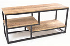 Industrial Brown Mango Wood Metal Media Unit with Open Shelves - Home Furniture Interiors