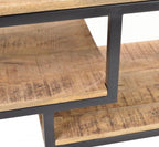Industrial Brown Mango Wood Metal Media Unit with Open Shelves - Home Furniture Interiors