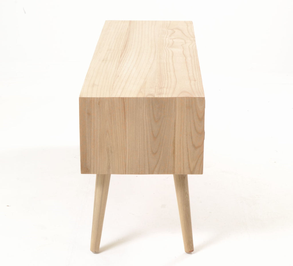 Modern Natural Oak Veneer 4 Drawer Media Unit with Open Shelves - Home Furniture Interiors